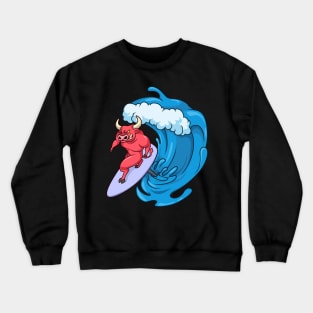 Bull surfer on hydrofoil surfboard Crewneck Sweatshirt